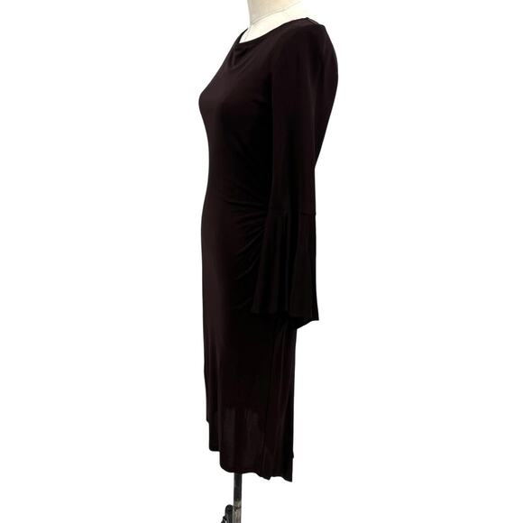 Diane von Furstenberg Vintage Brown Bell Sleeve Sheath Dress Y2K Size 12 - Picture 5 of 14